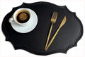 Double-Texture Faux Leather Oval Placemats Set of 6 - Black, Washable, Non-Slip & Heat Insulation