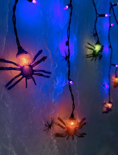 Outdoor Halloween Spider String Lights - 50 LED 7FT Waterproof Decorative Lights