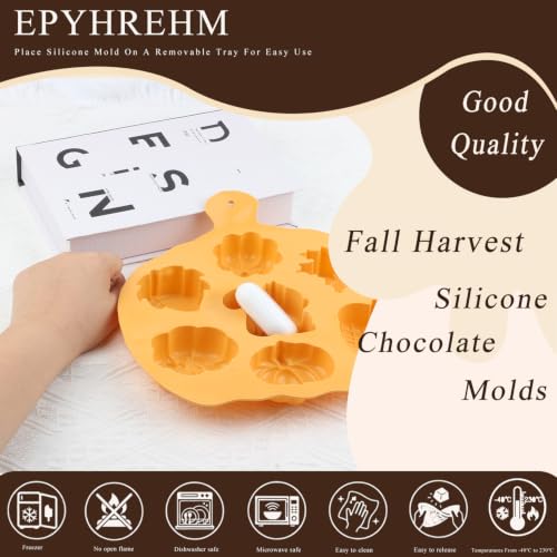 Fall Harvest Silicone Chocolate Molds - 7 Cavity Pumpkin Squirrel Leaf Acorn