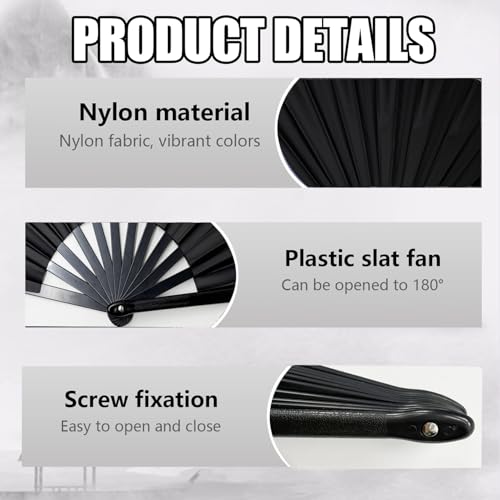 Blue 13-Inch Large Foldable Rave Fan for Line Dancing and Events