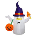 Halloween Inflatable Ghost with Pumpkin, Lights & Witch Hat - 5Ft Outdoor Yard Decor