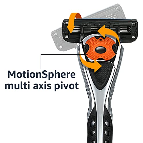 Men's Shaving Razor Set with 20 Cartridges & Handle – Motion Sphere Pivot & Lubrication, 21 Piece Set, Black (Variation of THIS listing)