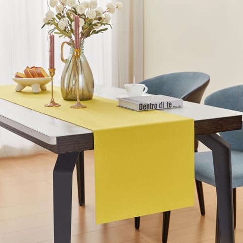 Yellow Table Runner 16x55 Inches - Autumn Waterproof Farmhouse Decor