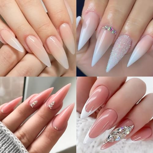 Long Stiletto Gel Nail Tips 504PCS Full Cover Pre-Etched - Professional Salon Quality