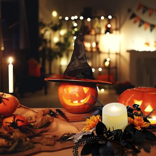 Halloween Maple Leaf Wreath with Eucalyptus and Candle Rings - Autumn Decor