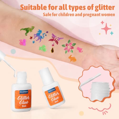 Body Glue for Glitter Tattoos 2 Pack - Safe, Non-Irritating, Easy to Use