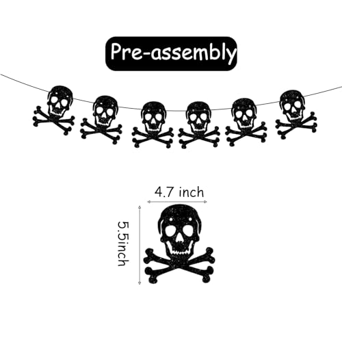 Gothic Halloween Banner & Skull Garland Set for Spooky Party Decorations