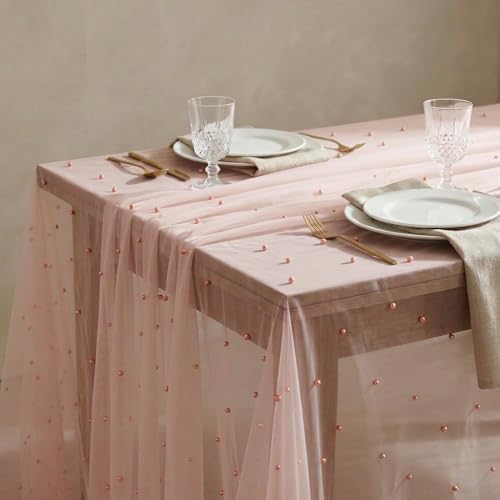 Pink Pearl Tablecloth 60x84 Inch Rectangular - Durable Polyester Home Decor