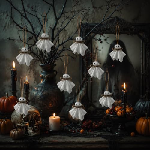 20Pcs Halloween Hanging Ghost Ornaments - Small Tree & Wall Decor, Spooky & Cute