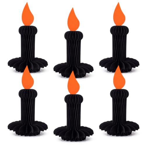 Halloween Honeycomb Candle Centerpiece Set - Black 6pcs Party Decor