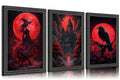 3-Pack Red Halloween Canvas Wall Art Set - 12x16 Inches Unframed, Gothic Decorative Posters