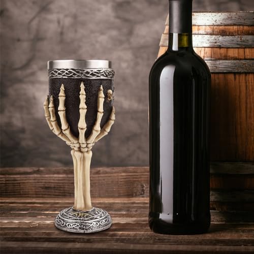 Skeleton Chalice Wine Goblet - Stainless Steel Skull Drinkware with Fingers Variation