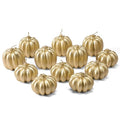 Gold Pumpkin Candles Set of 12 - Halloween & Thanksgiving Decor, 2 Sizes