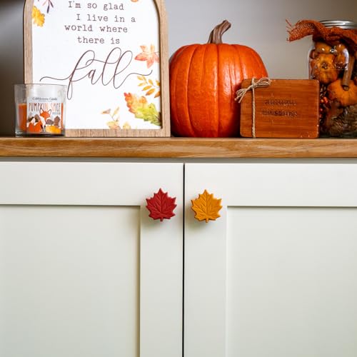 Fall Leaf Cabinet Knob Covers - 12 Pack Decorative Autumn Drawer Handles