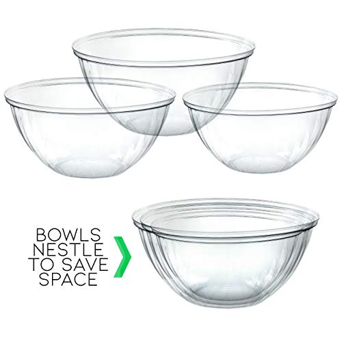 2 Pack Disposable Clear Round Serving Bowls for Parties & Snacks - 48 Ounce