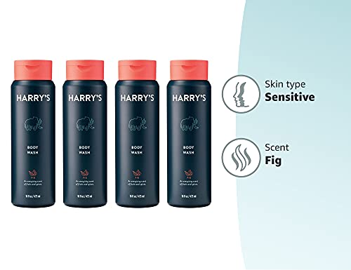 Harry's Men's Body Wash - Body Wash for Men - Fig, 16 Ounce (Pack of 4) Packaging May Vary