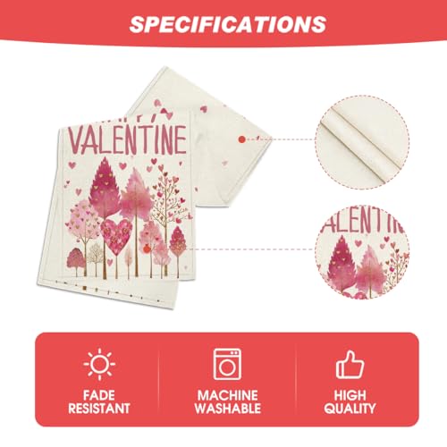 Heart-Shaped Tree Table Runner - 13x90 Inch Beige Valentine's & Wedding Decor