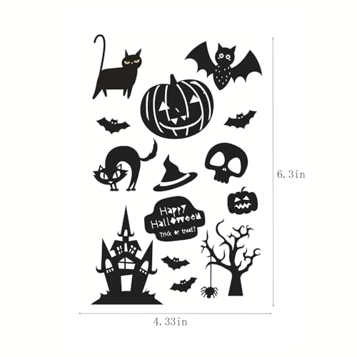 Halloween Pumpkin Lantern Cat Bat Castle Skeleton Dead Tree Clear Silicone Stamp Set - Halloween Area