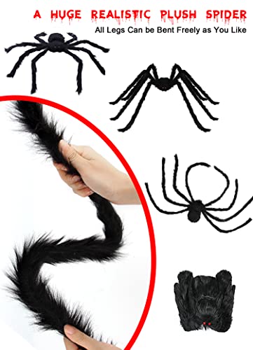 9.8FT Giant Scary Halloween Fake Hairy Spider Decor - Indoor & Outdoor Black Spooky Prop