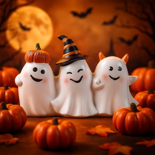 Halloween Ghost Figurine Set - Resin Spooky Decor for Fall, 5.9 Inch