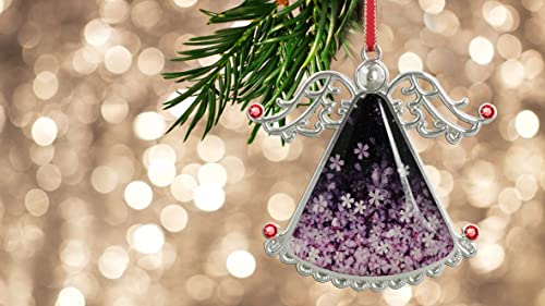 Angel Christmas Tree Ornament - Cherry Blossom Flower Glass Hanging Decoration