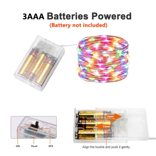 Multicolor LED Fairy Lights 16ft Battery Operated 2 Modes - 4 Pack