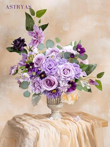 Purple Artificial Flowers Combo - Silk Roses, Peonies, Daisies & Greenery - Variation Purple413