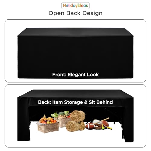 4-Pack 6ft Black Open Back Fitted Tablecloths for Events and Craft Fairs - 72x30 Inches