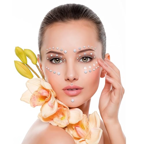 Self-Adhesive Face Gems Pearls for Makeup Halloween Rave Accessories 21 Laser Clear