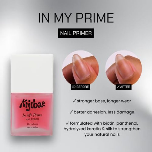 Kijibae In My Prime Nail Primer – Quick Dry Matte Finish Prep for Gel Nail Strip Application, 10ml / 0.34 fl oz