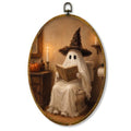 Halloween Witchy Ghost Wall Art Framed Oval Decor 8.6x11.4 Fall15