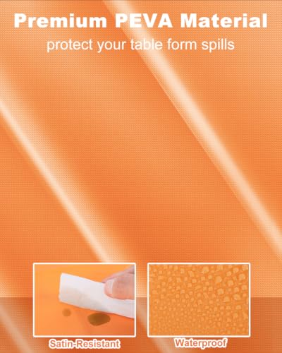 Orange Plastic Tablecloth 3 Pack - Scalloped Fall Halloween Table Cover 54x108 Inches