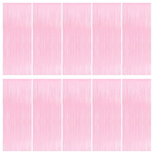 Macaron Pink Foil Curtain Backdrop 3.2ft x 8.2ft - 10 Pack Party Decoration