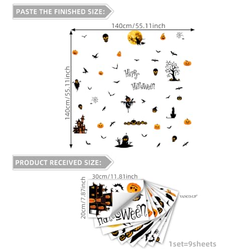 Halloween Window Clings - Happy Halloween Double-Sided Glass Decor - Reusable Vinyl Stickers