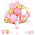 Pink White Birthday Party Balloons Set - 60 Count 12 Inch Latex Decor