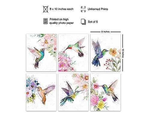 Boho Hummingbirds Wall Art Print - Shabby Chic Farmhouse Decor for Bedroom & Living Room