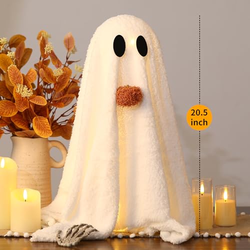 Light-Up Ghost Halloween Decorations - 2 Pack, Tabletop, 20.5-Inch Friendly Spooky Decor