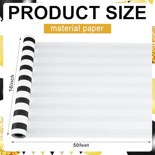 Black Striped Paper Table Runner Roll - 50 Feet x 16 Inches, Disposable