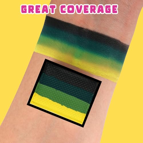 Split Cake Face Paint - Rainbow Flora & Dolphin Design, 10g - Greens Variation