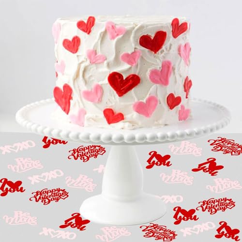 100PCS Valentine Confetti Set - Pink XoXo I Love You Be Mine Table Decorations - Mine Pink Variation
