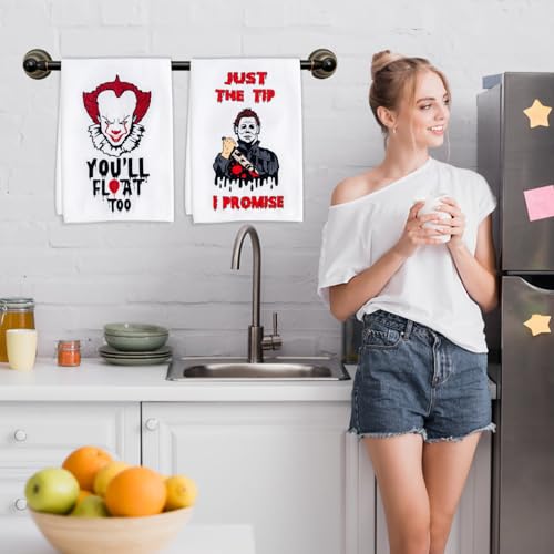 Horror Movie Character Kitchen Dish Towels Set - 4 Pack Halloween Gifts