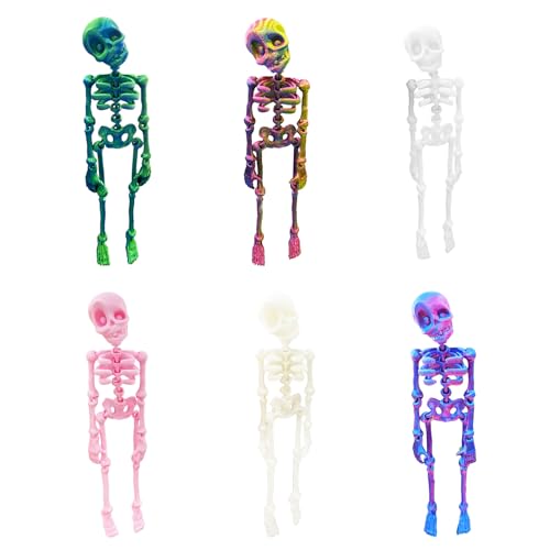 6pcs Posable Skeleton Fridge Magnets - 3D Articulated Mini Skeleton Decorations for Refrigerator, Locker & Office
