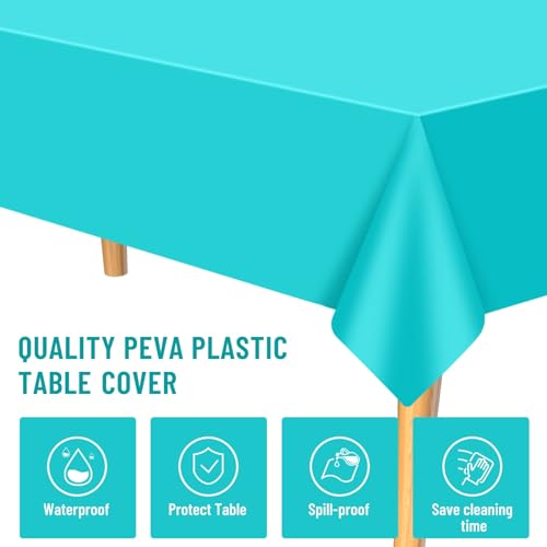 Sweet Color 15 Pcs Plastic Tablecloths - Pink, Purple & Blue 54x108 Inch Rectangular Picnic & Party Table Covers