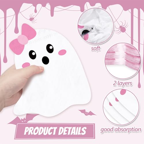 Halloween Ghost Paper Napkins 100-Pack - Spooky Party Tableware