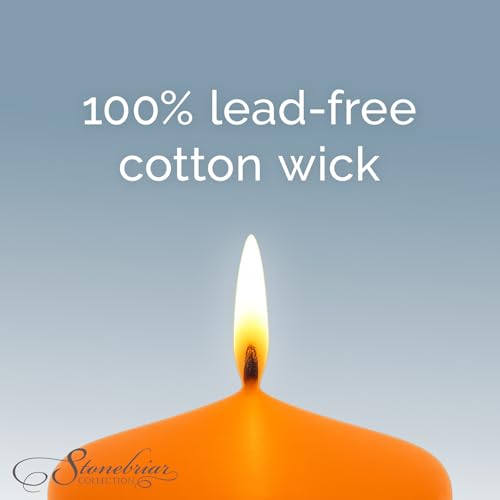 Orange Unscented Pillar Candles - 3x6 Inches, Pack of 6, Long-Lasting 55 Hour Burn