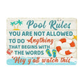 Funny Pool Signs Outdoor Pool Rules Sign - Pool Deck Decor - 8x12 Inches - Variation 02