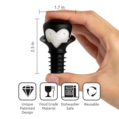 Gothic Vampire Wine Stopper & Pourer - Halloween Gift, Kitchen Accessory - Count Corkula Variation