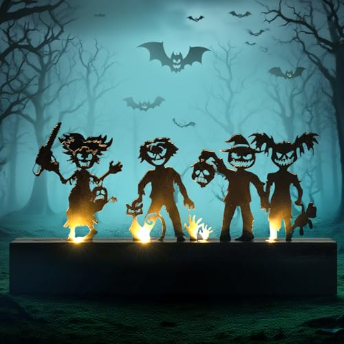 Halloween Table Decor Kid Silhouette LED Lights - Haunted Indoor Christmas Party