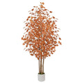Artificial Eucalyptus Tree 6ft Fall Tree with Brown Trunks and Lifelike Leaves - Floriv