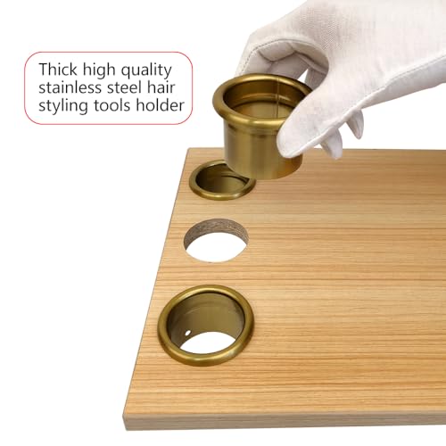 QUEESALN Salon Hair Styling Station Curling Hot Iron Appliance Tube Package Salon Station Organizer Holder Iron Tube 3pcs Package 2inch Stainless Steel Gold Color